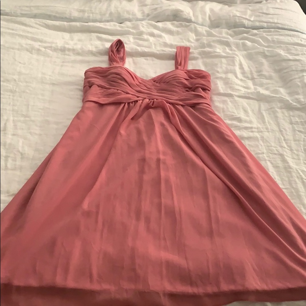 Bill Levkoff pink bridesmaids dress